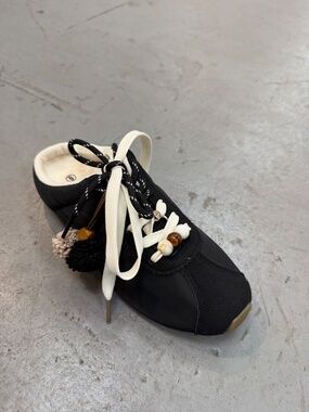 Neutral  black  Lace-Up Women's Sneaker with Decorative Tassel Accents 3044